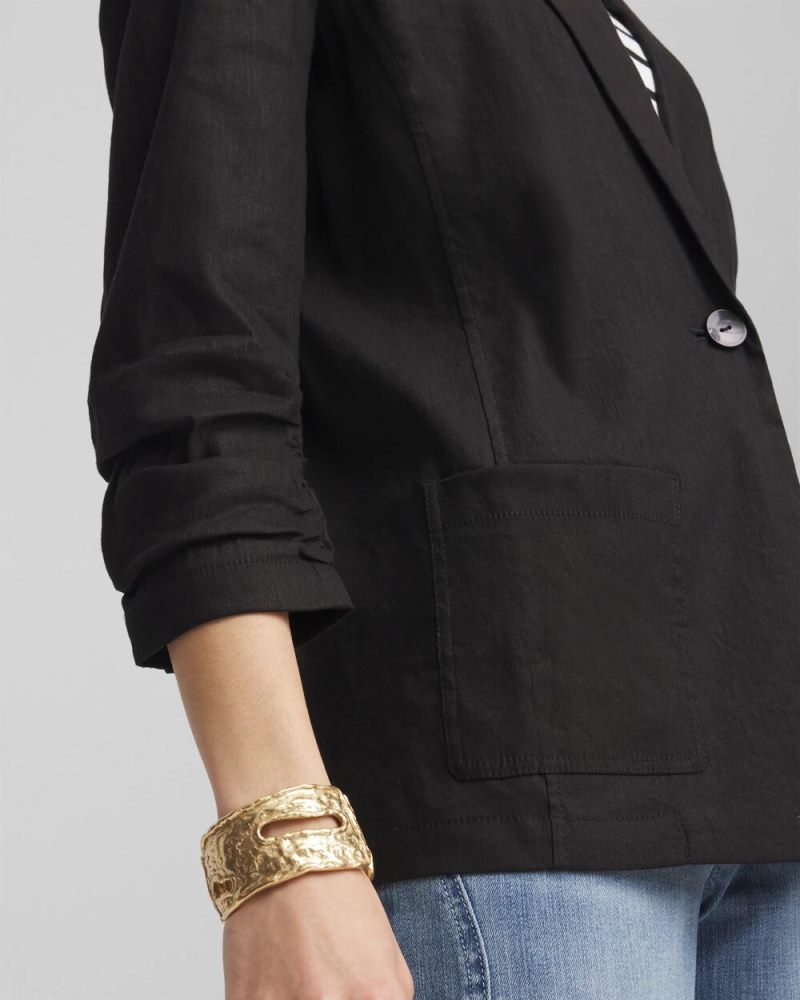 Chicos Linen Stretch Blazer - BLACK