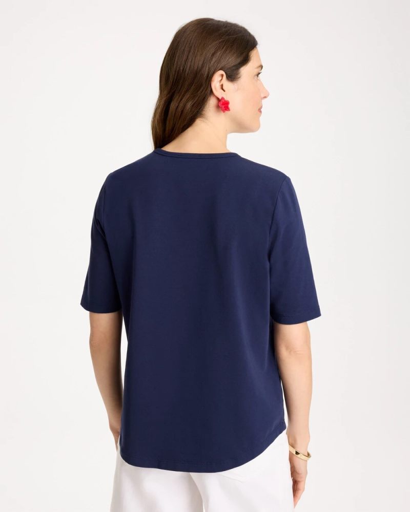 Chicos Americana Tee - PASSPORT BLUE