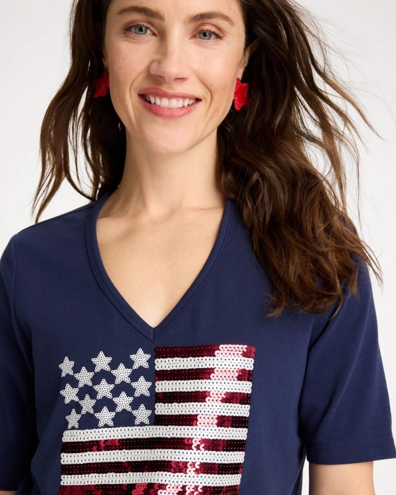 Chicos Americana Tee - PASSPORT BLUE