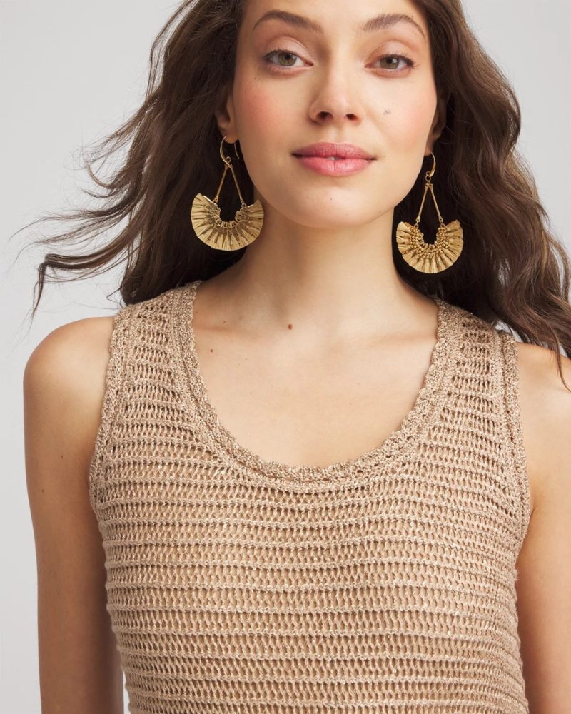 Chicos Crochet-Knit Sequins Tank Dress - CAFE AROMA