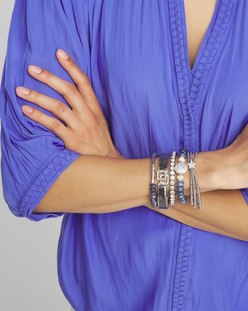 Chicos Faux Tennis Stretch Bracelet - SILVER