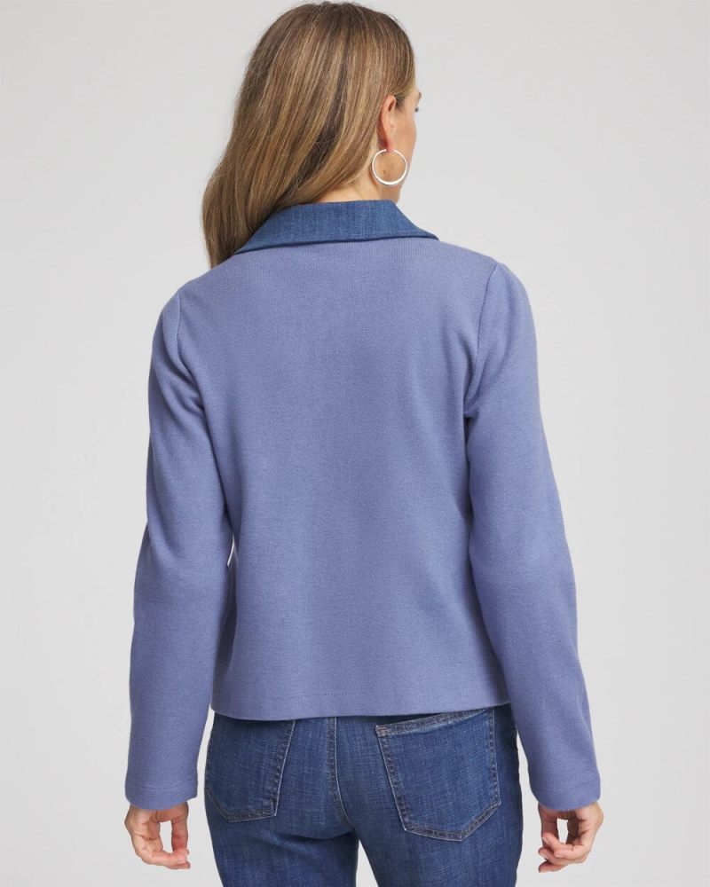 Chicos Denim Colorblock Marl Shirt Jacket - BLUE LOTUS
