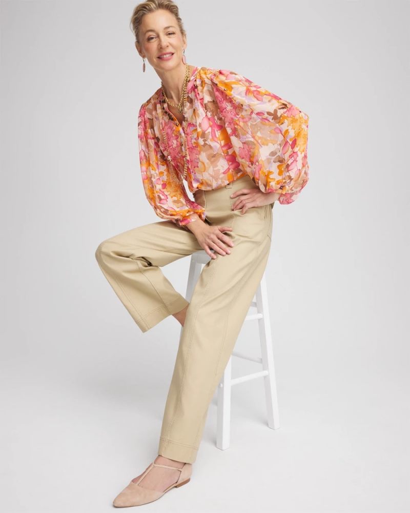 Chicos Split-Neck Blouse - SUNSET DUNES