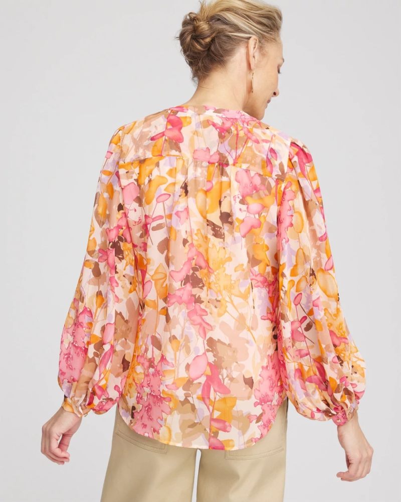 Chicos Split-Neck Blouse - SUNSET DUNES