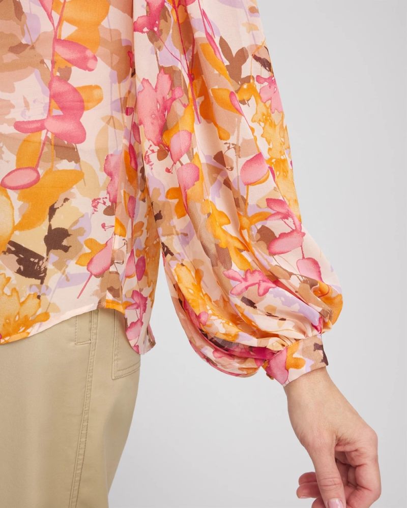 Chicos Split-Neck Blouse - SUNSET DUNES