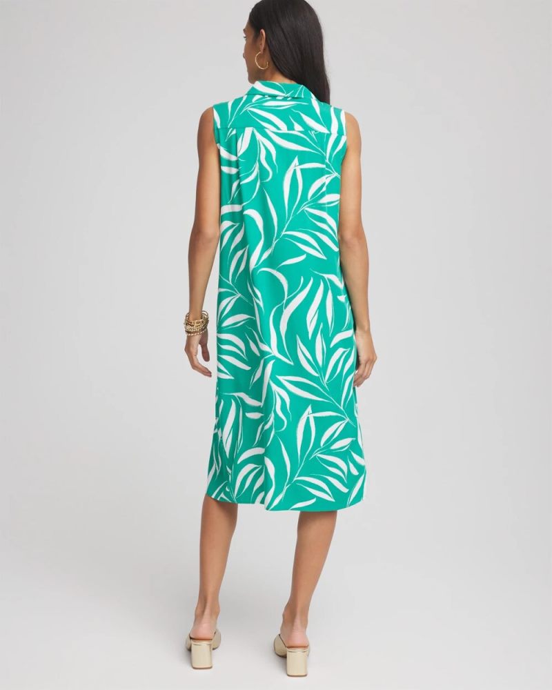 Chicos Rayon Silk Sleeveless Shirtdress - EDEN GREEN