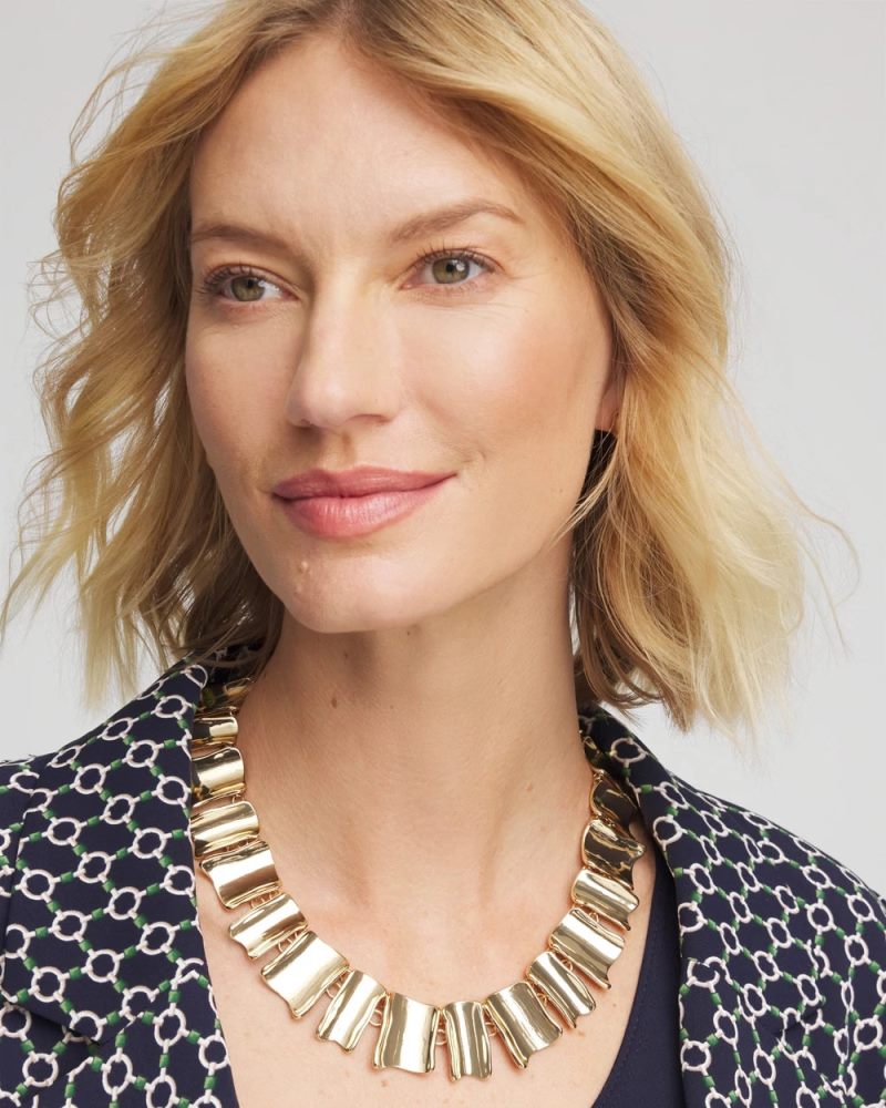 Chicos Gold Wave Collar Necklace - GOLD