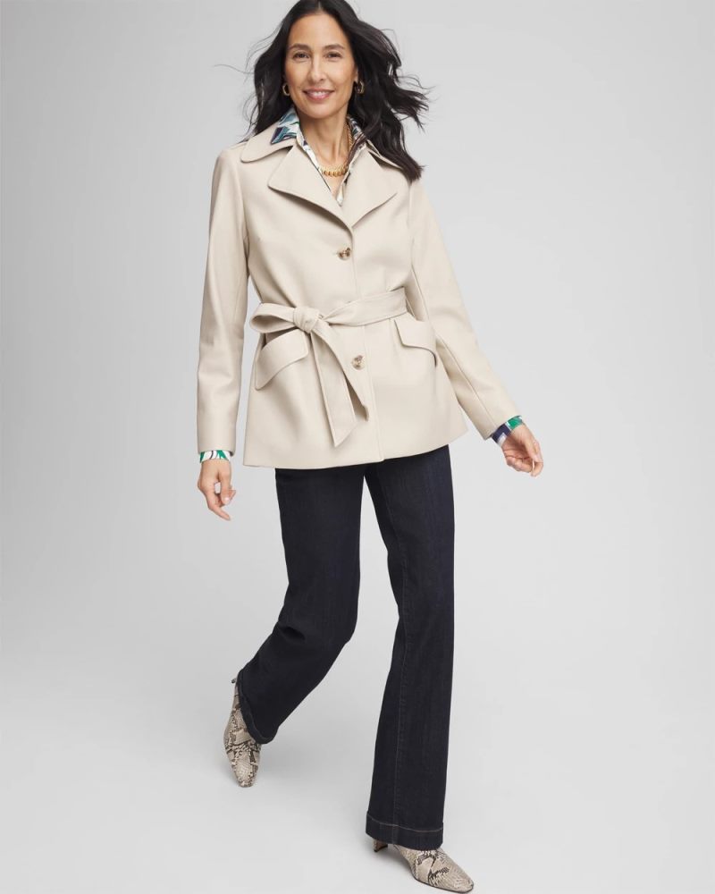 Chicos Buttery-Soft Faux Leather Trench Coat - NEUTRAL