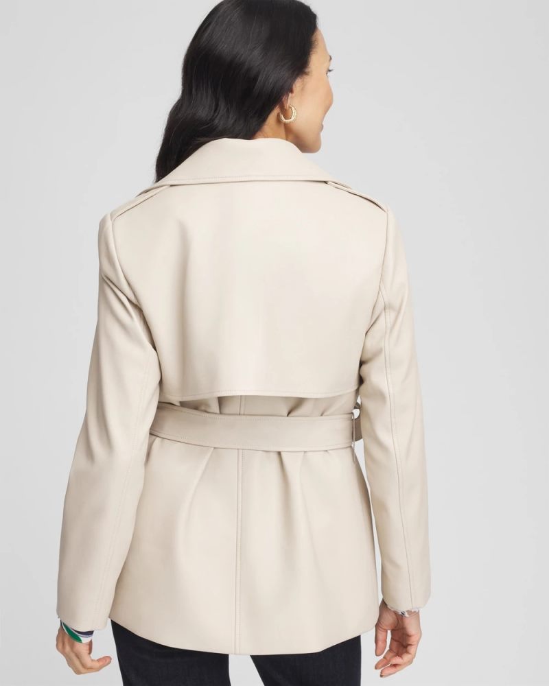 Chicos Buttery-Soft Faux Leather Trench Coat - NEUTRAL