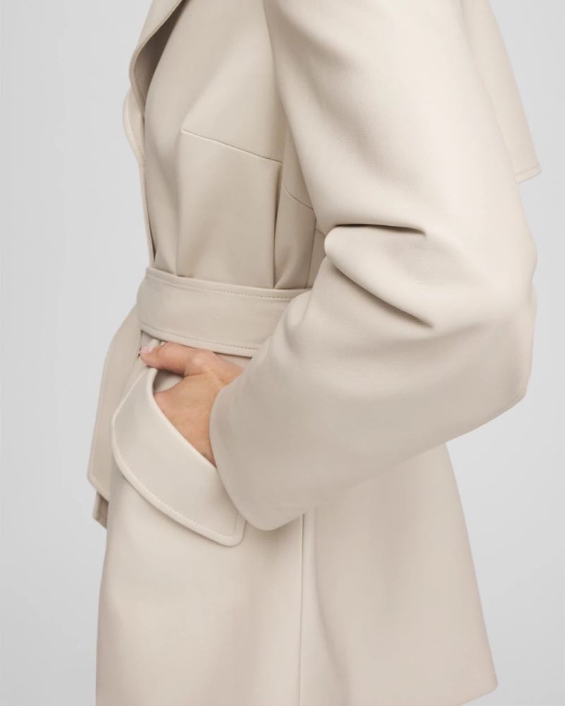 Chicos Buttery-Soft Faux Leather Trench Coat - NEUTRAL
