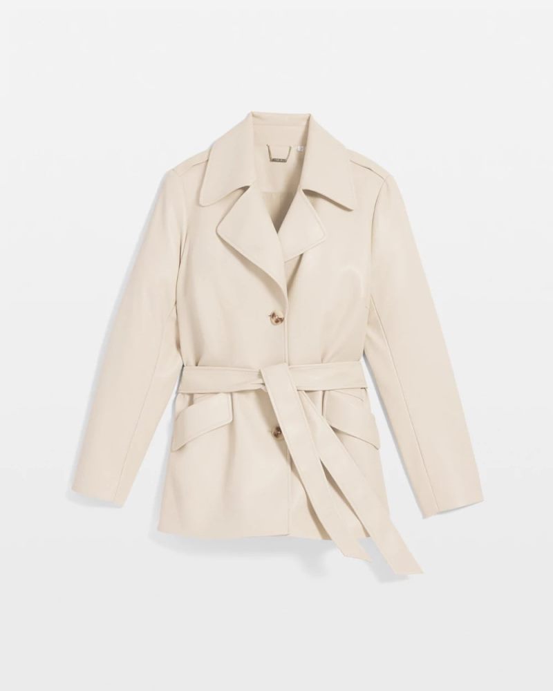 Chicos Buttery-Soft Faux Leather Trench Coat - NEUTRAL