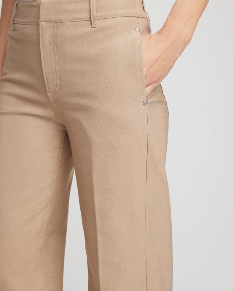 Chicos Cotton Straight-Leg Trousers - CATTAIL BROWN