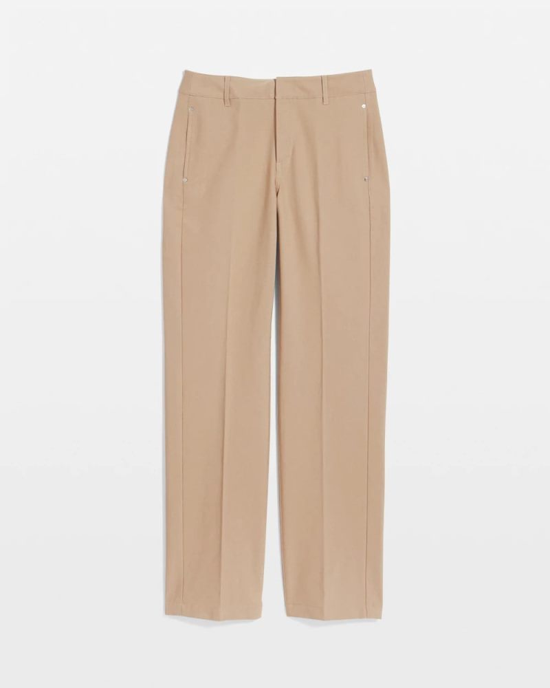 Chicos Cotton Straight-Leg Trousers - CATTAIL BROWN