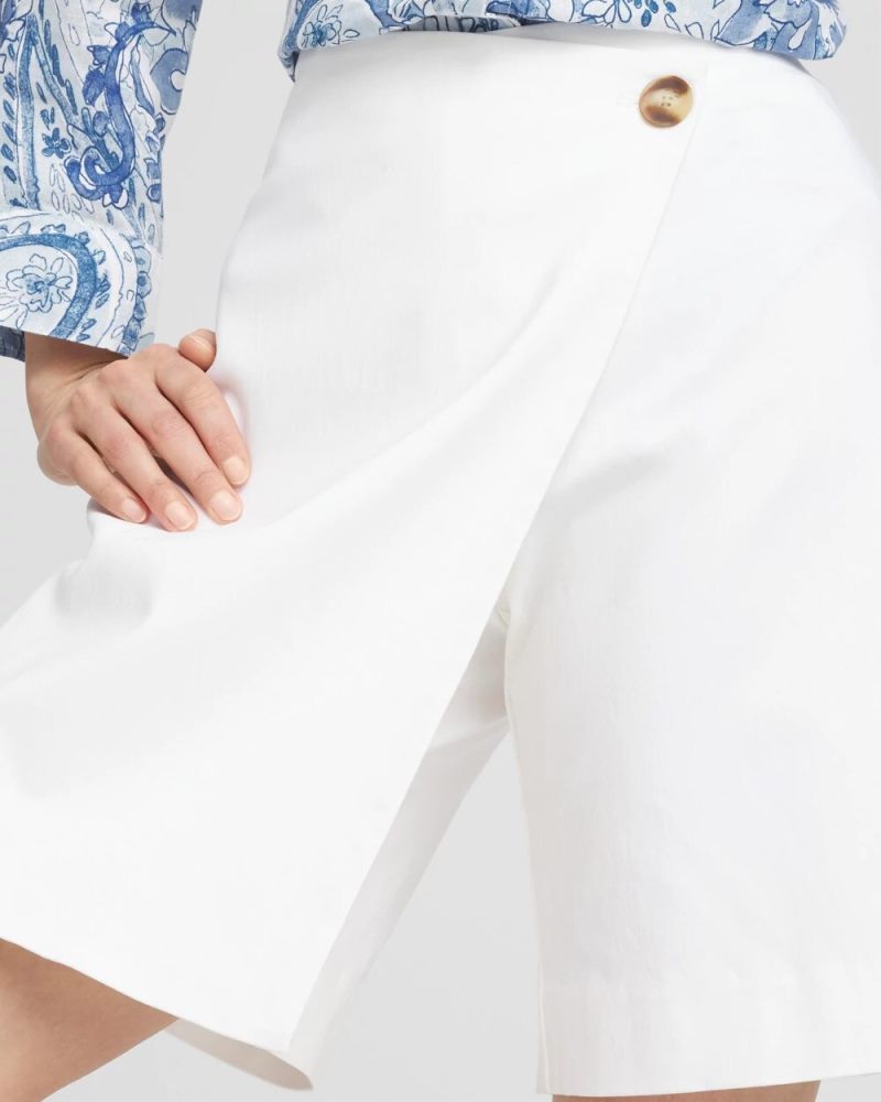Chicos Brigitte™ Pull-On Asymmetrical Wrap Skort - ALABASTER