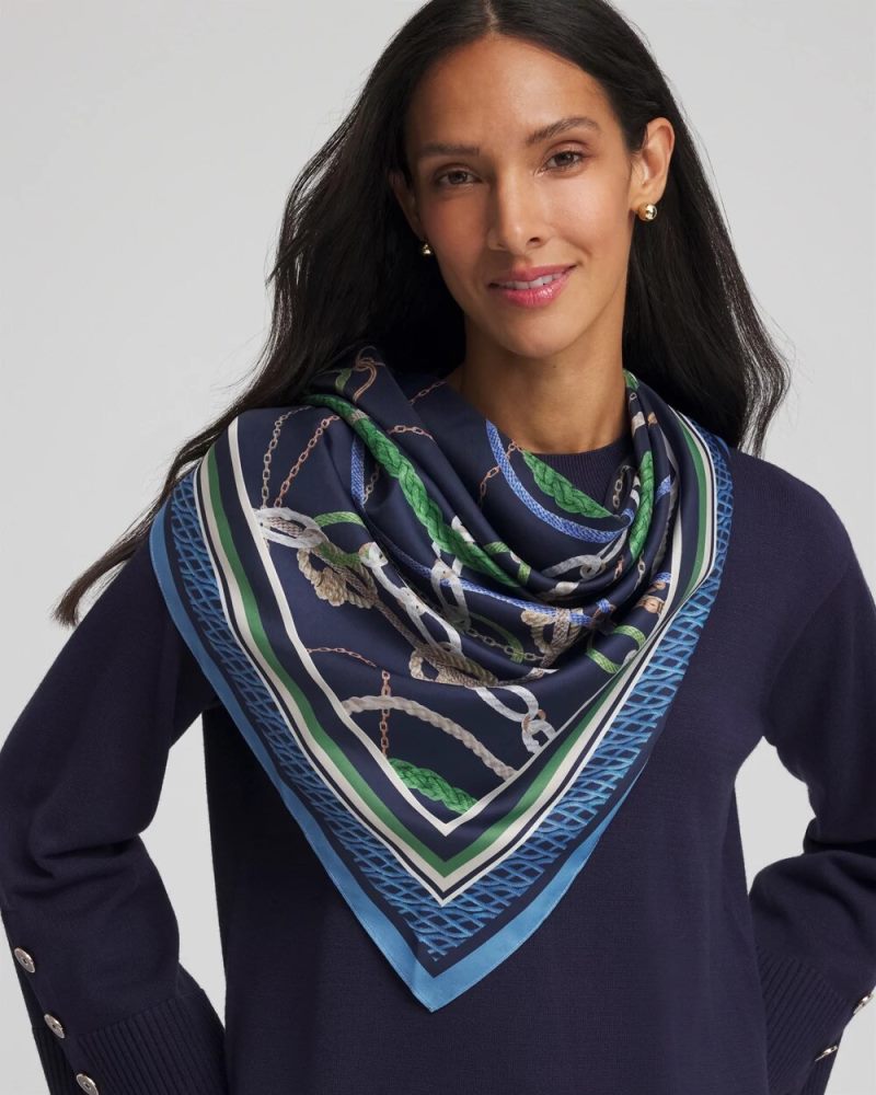 Chicos Rope Relic Square Scarf - PASSPORT BLUE