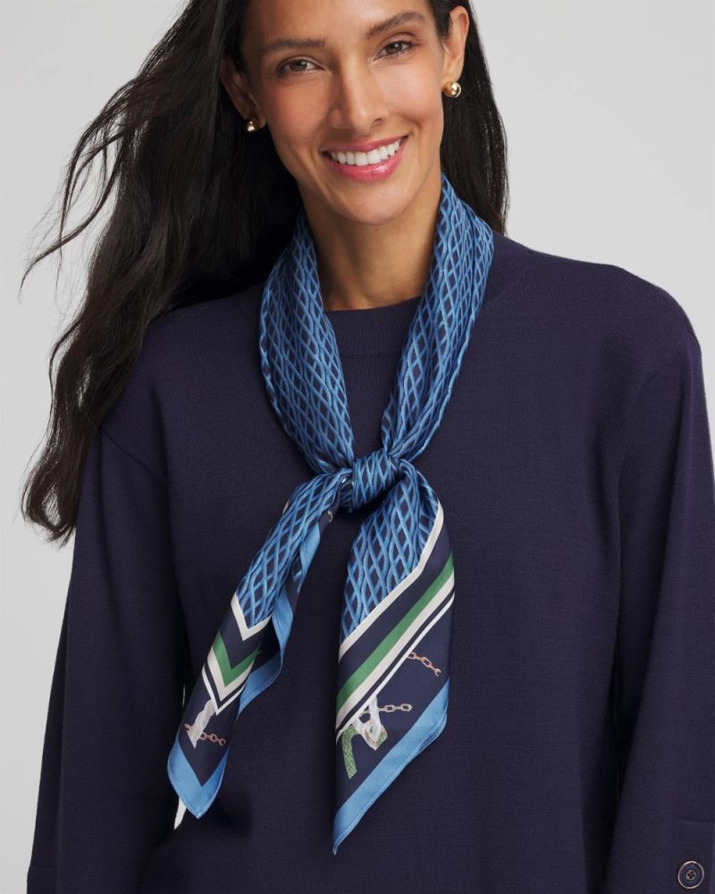 Chicos Rope Relic Square Scarf - PASSPORT BLUE