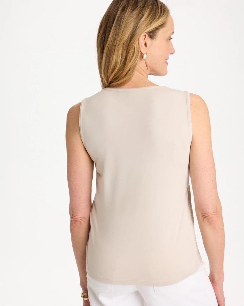 Chicos Knit Sequin Tank - SMOKEY TAUPE