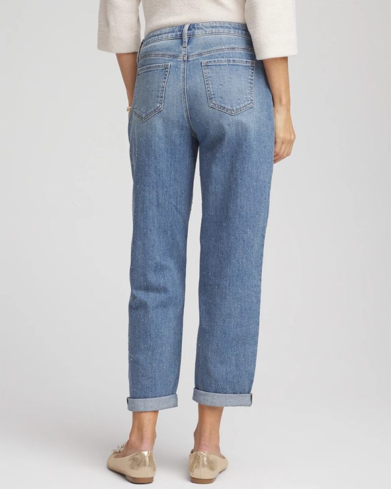 Chicos Dewdrop Boyfriend Cropped Jeans - OSLO INDIGO