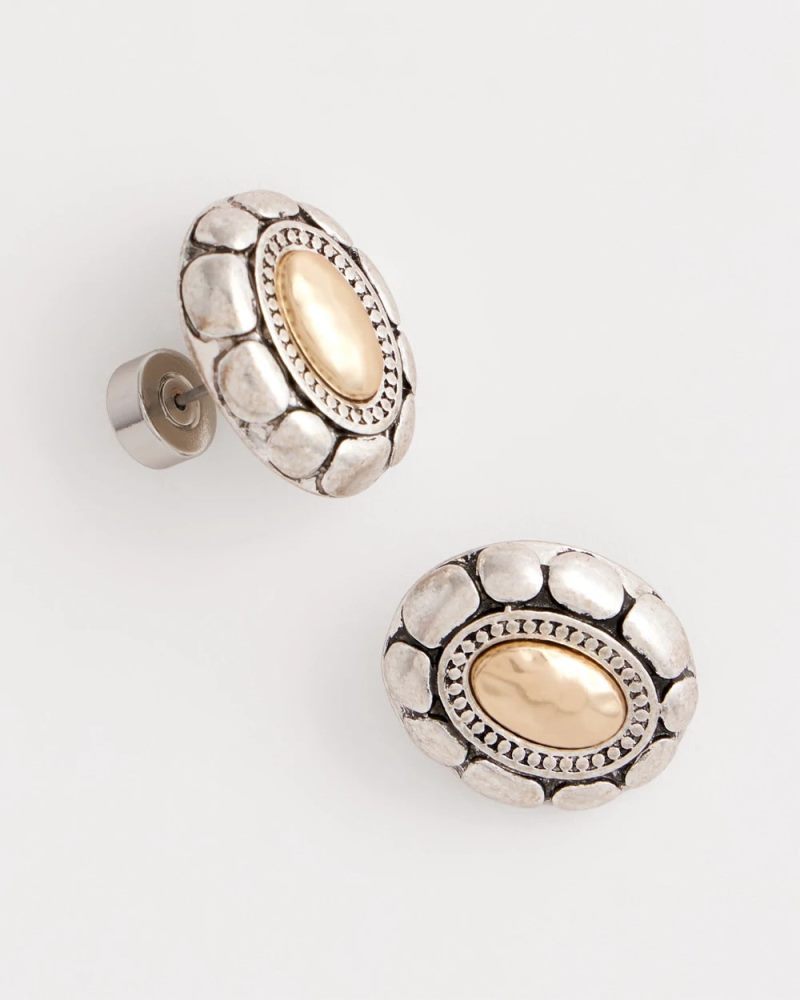 Chicos Mixed Metal Stud Earrings - TURQUOISE
