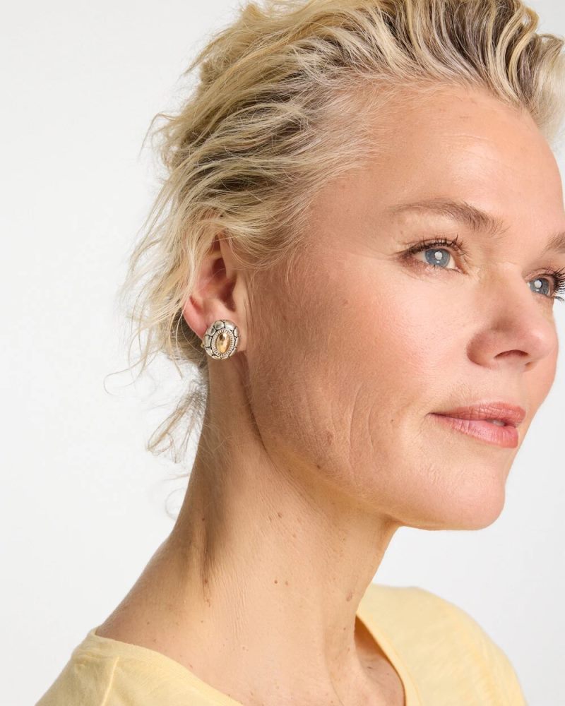 Chicos Mixed Metal Stud Earrings - TURQUOISE