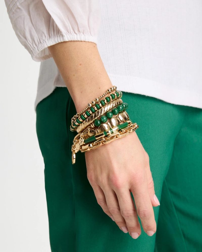 Chicos Green Gold Slice Stretch Bracelet - GREEN