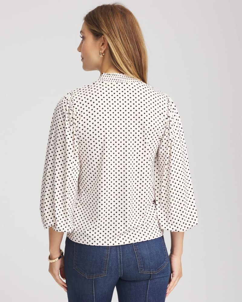 Chicos Bubble-Sleeve Smocked Top - ENGLISH CREAM