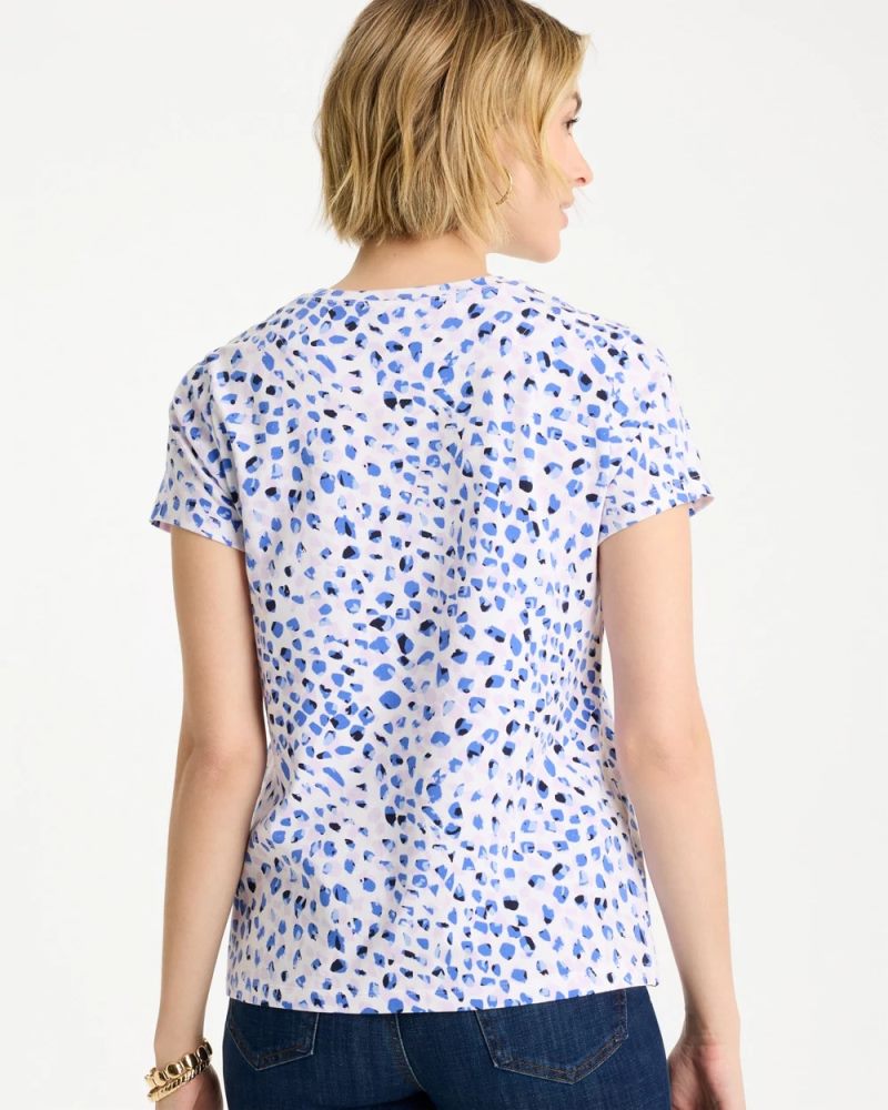 Chicos Murano Cotton Stretch Cap Sleeve Tee - AMPARO BLUE