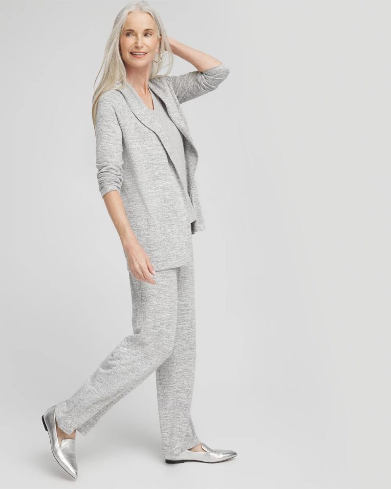 Chicos Zenergy® Soft Essentials Long Hooded Cardigan - SALT AND PEPPER