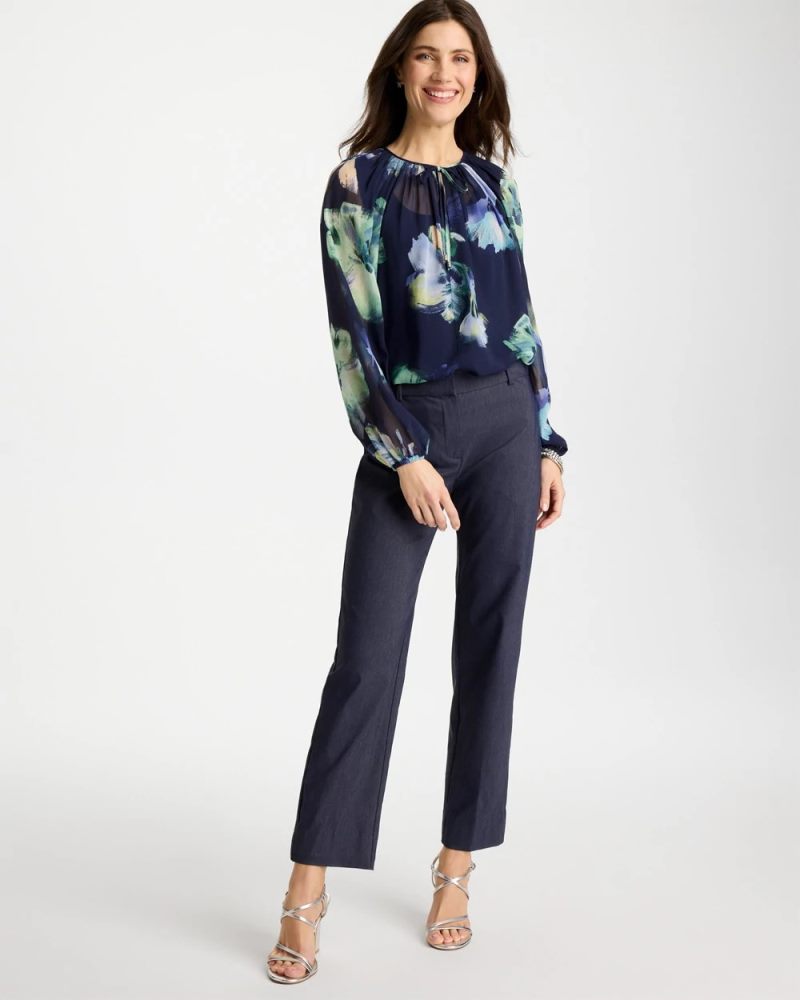 Chicos Emme Fly Front Straight Ankle Pants - INDIGO