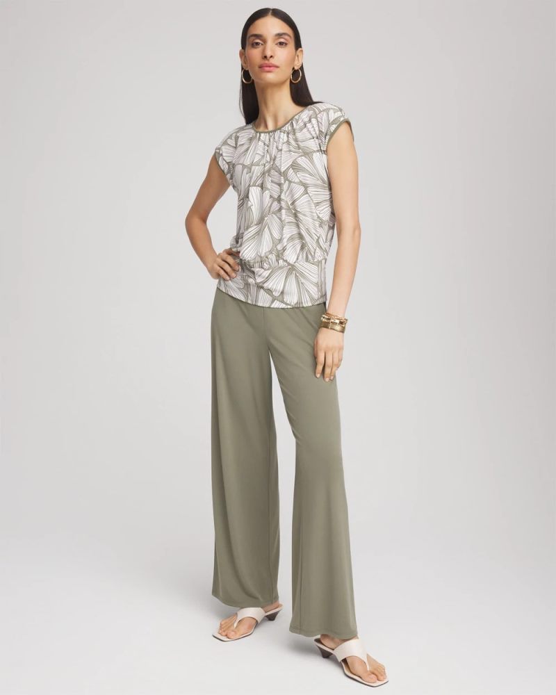 Chicos Travelers™ Knit Wide-Leg Pants - DUSTY OLIVE