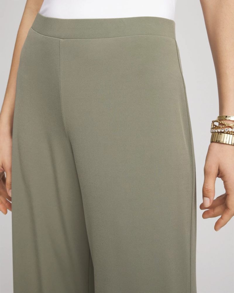 Chicos Travelers™ Knit Wide-Leg Pants - DUSTY OLIVE