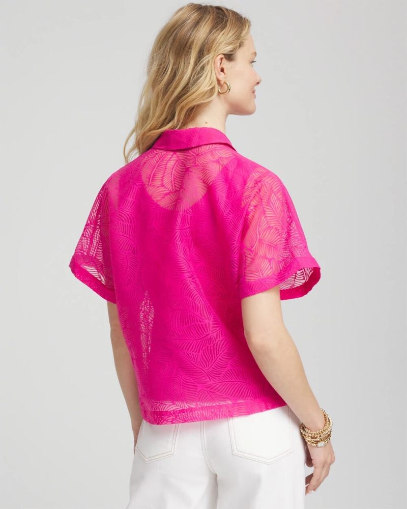 Chicos Deco Burnout Shirt - CRUSHED BERRIES