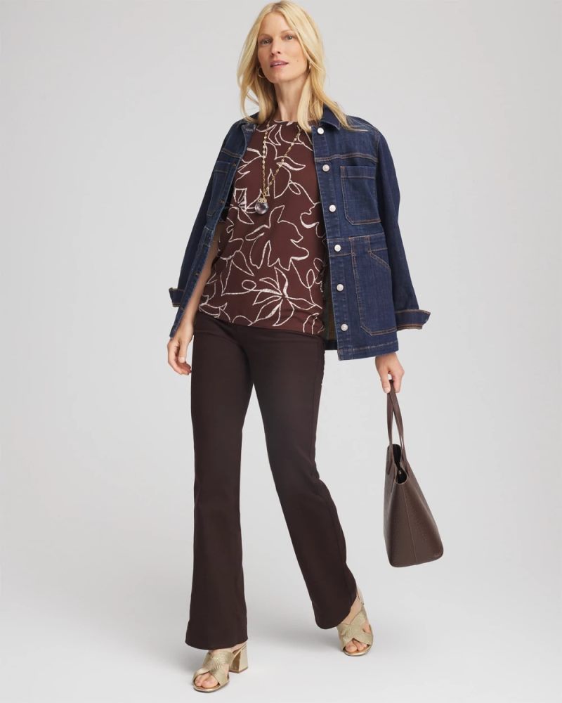 Chicos Touch of Cool™ Elbow-Sleeve Perfect Tee - CACAO