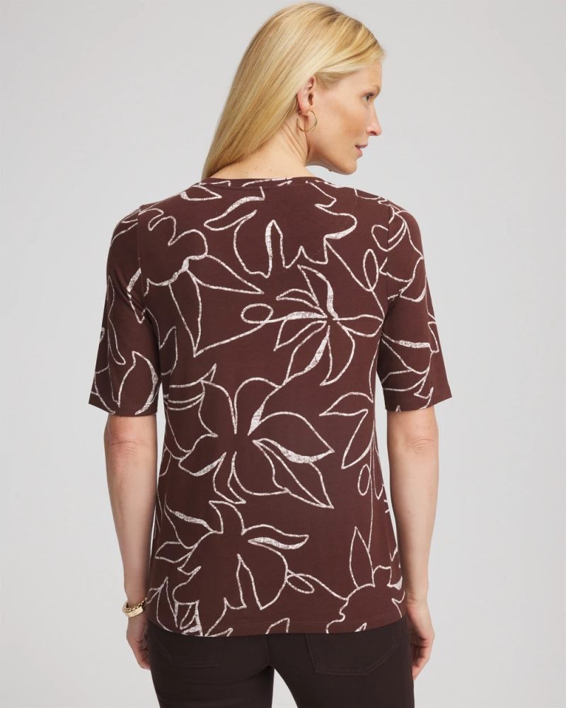 Chicos Touch of Cool™ Elbow-Sleeve Perfect Tee - CACAO