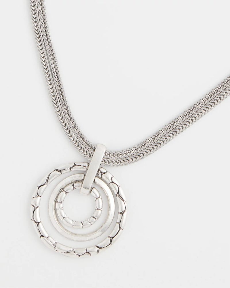Chicos Silver Short Pendant Necklace - SILVER