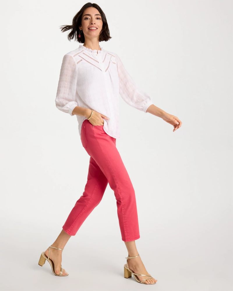 Chicos Girlfriend Roll Cuff Crop Jeans - HOT HONEYSUCKLE