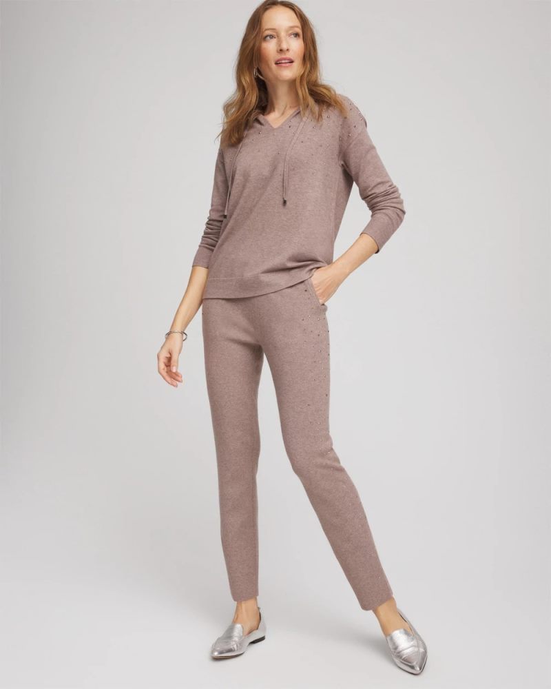 Chicos Zenergy® Luxe Rhinestone Ankle Pants - TAUPE HEATHER