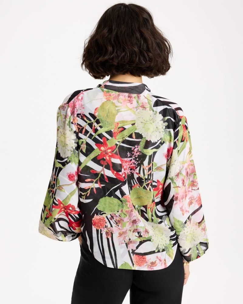 Chicos Georgette Tie-Front Kimono - BLACK