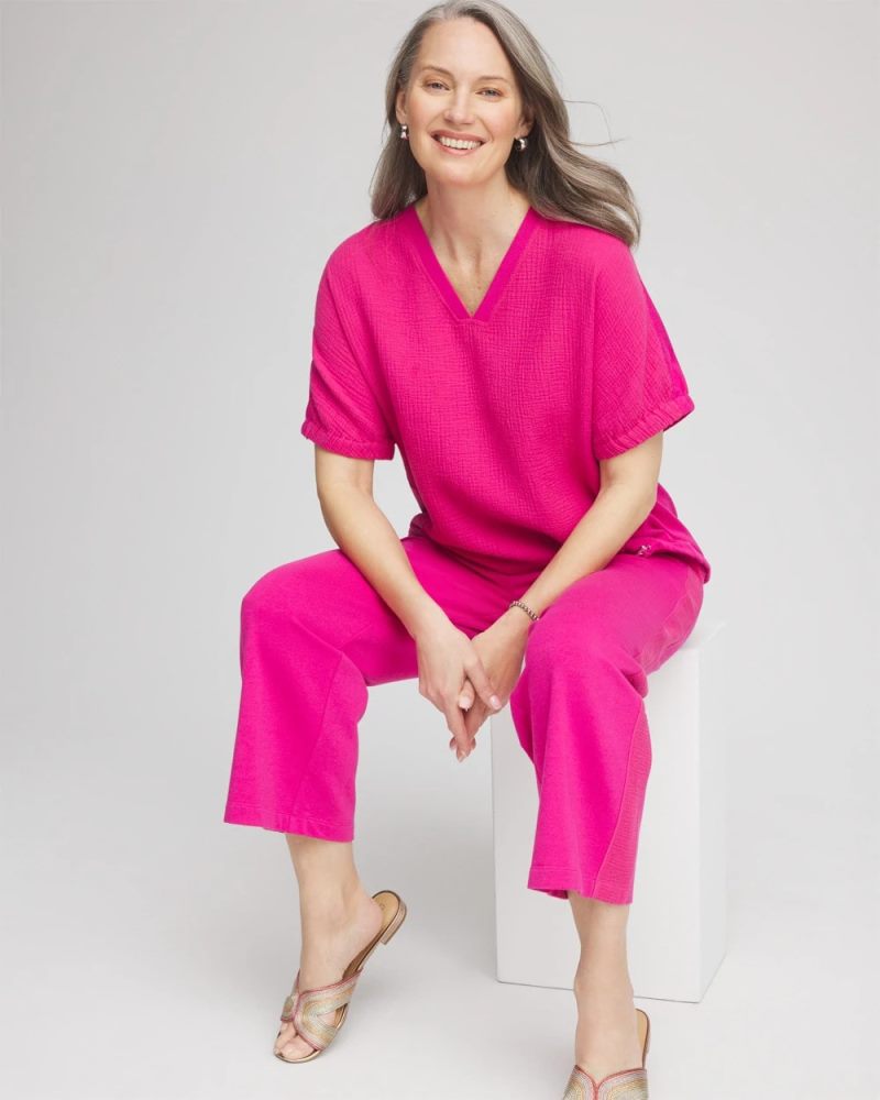 Chicos Zenergy® Gauze Lounge Shirt - CRUSHED BERRIES