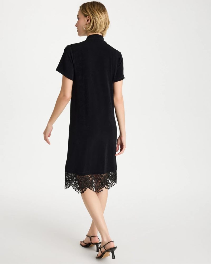 Chicos Travelers™ Lace Hem V-Neck Dress - TRAVELERS BLACK