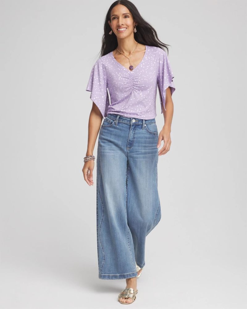 Chicos Touch of Cool™ Handkerchief-Sleeve V-Neck Tee - GENTLE LAVENDER