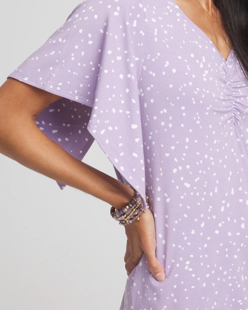 Chicos Touch of Cool™ Handkerchief-Sleeve V-Neck Tee - GENTLE LAVENDER