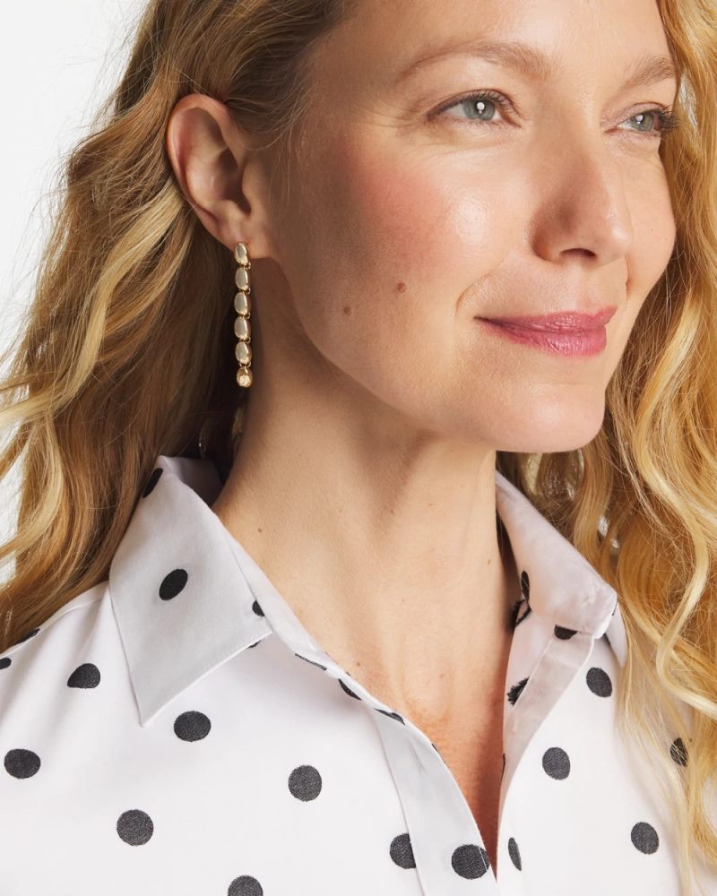 Chicos Gold Linear Bead Earrings - GOLD