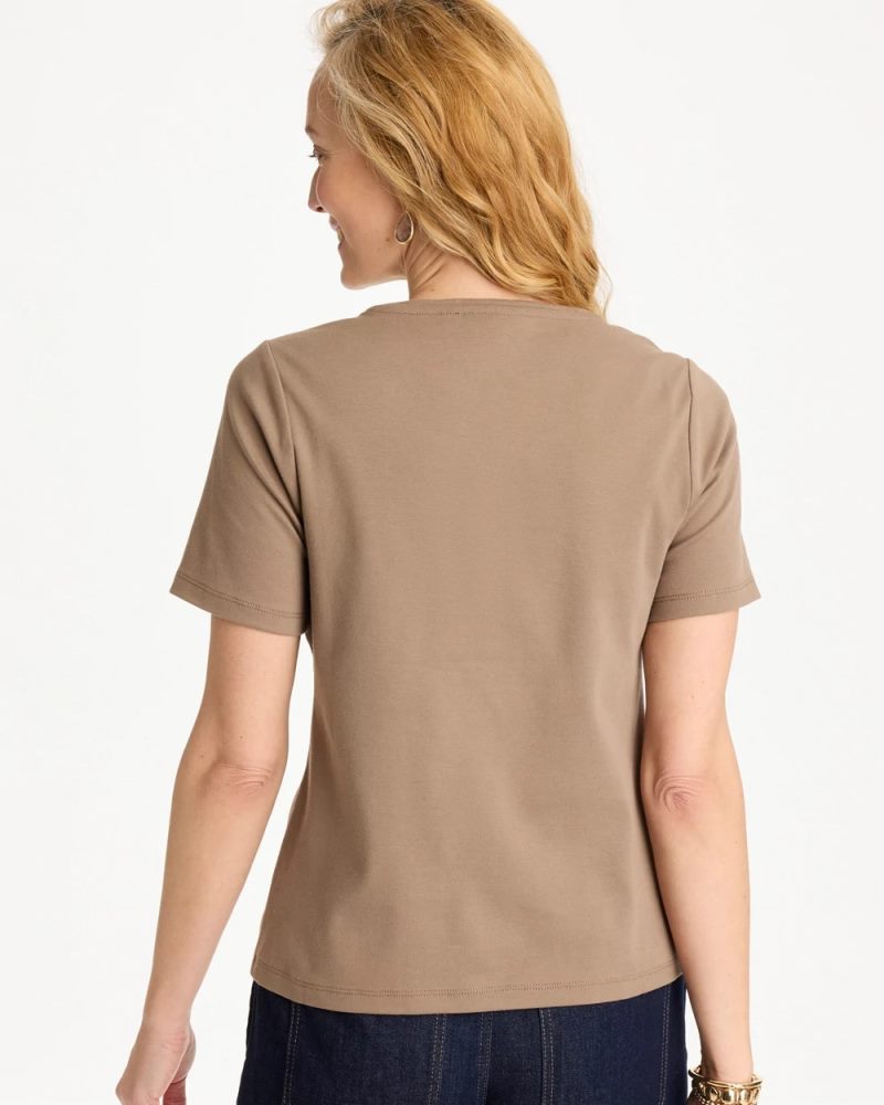 Chicos Cotton Sequin Tee - TOPAZ SMOKE
