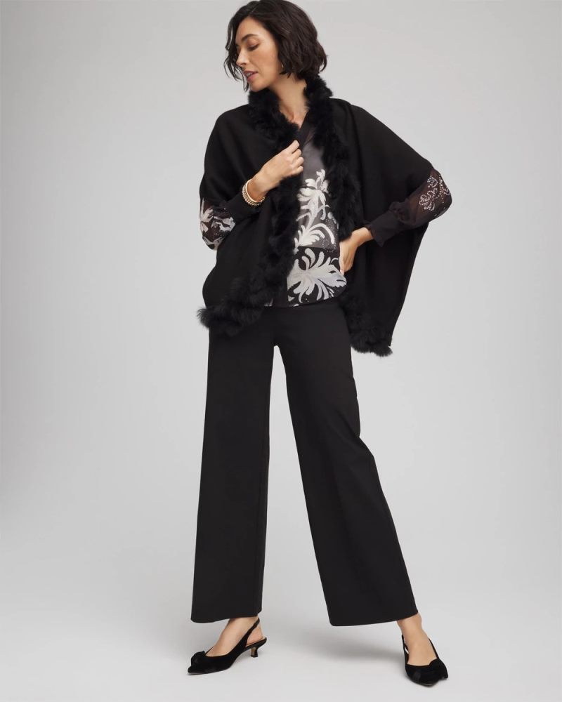 Chicos Faux Fur Cocoon - BLACK