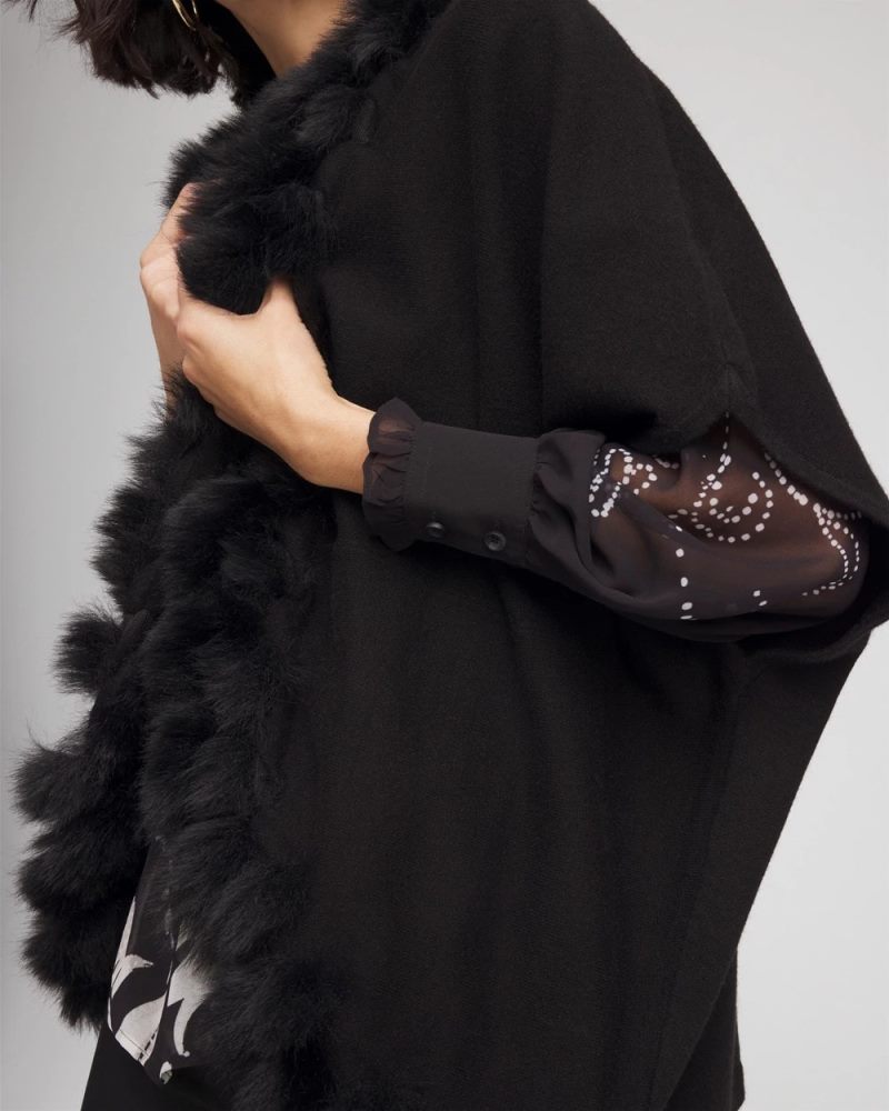 Chicos Faux Fur Cocoon - BLACK
