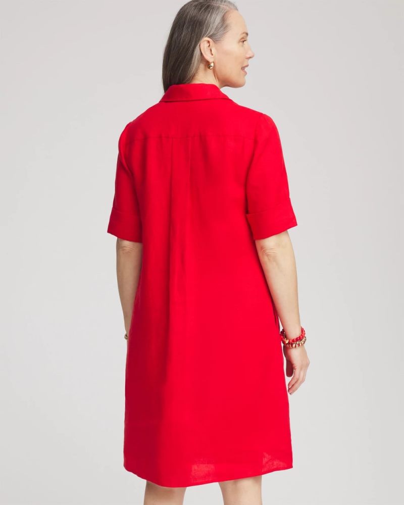 Chicos Linen Shirtdress - RED GLOW