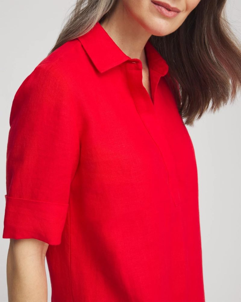 Chicos Linen Shirtdress - RED GLOW