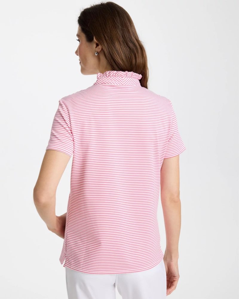 Chicos Zenergy® UPF Ruffle Striped Half Zip - BLOSSOM