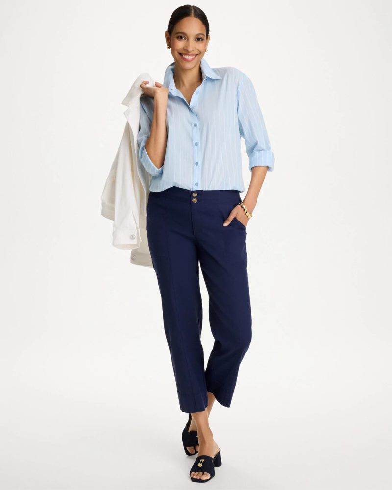 Chicos Relaxed Linen Crop Pant - PASSPORT BLUE